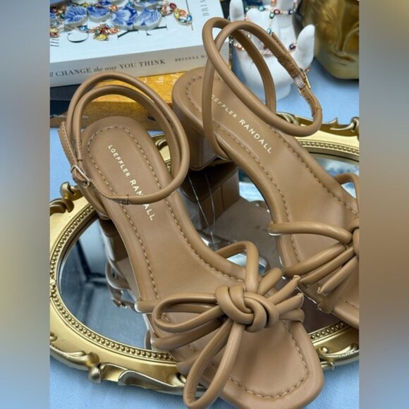 🆕 LOEFFLER RANDALL 🧿 NWOB Mikel Leather Bow Heel Sandal, Dune Leather - Sz 7 - Picture 14 of 16